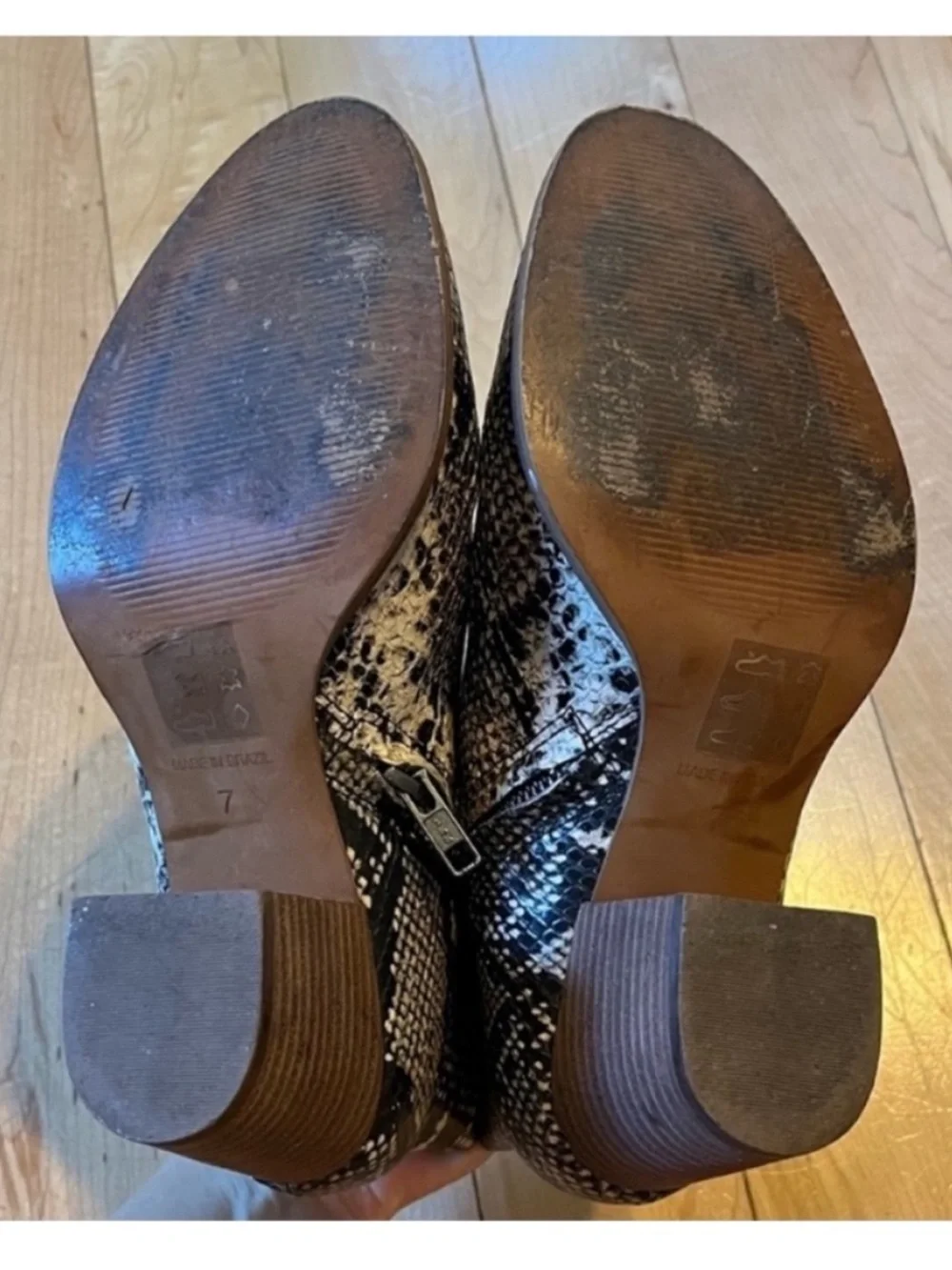 Madewell Ankle Boots Snake Embossed Leather Moonstone Multi size seven (7)